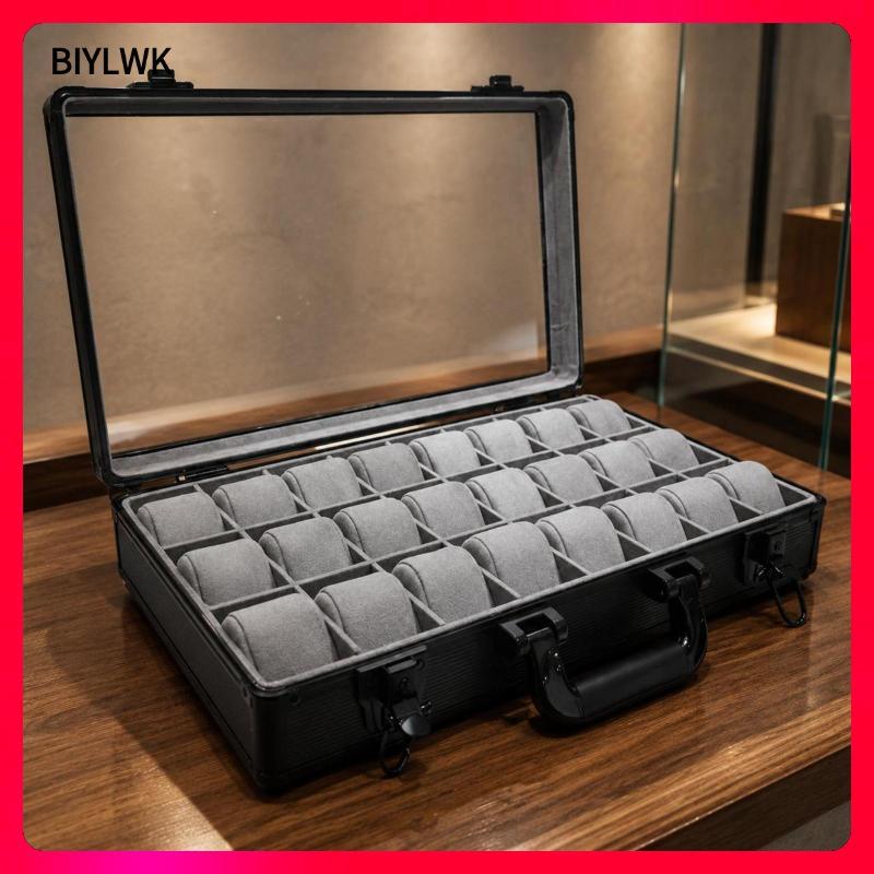 [Phennovo] กล่องนําเสนอนาฬิกาพร้อมช่องใส่ของและเบาะ 24 Slot Black