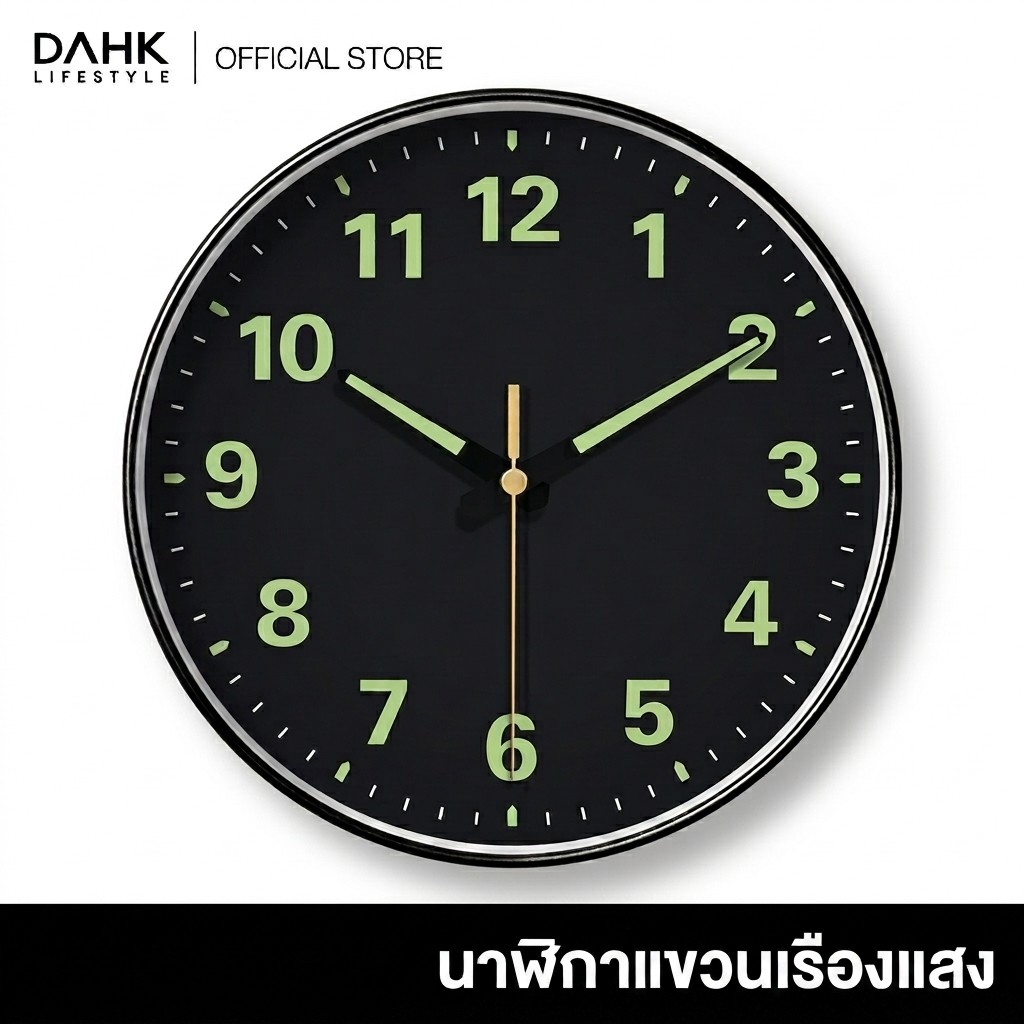นาฬิกาแขวนเรืองแสง นาฬิกาแขวนผนัง เดินเงียบ ไร้เสียงรบกวน สไตล์มินิมอล มองเห็นชัดในที่มืด