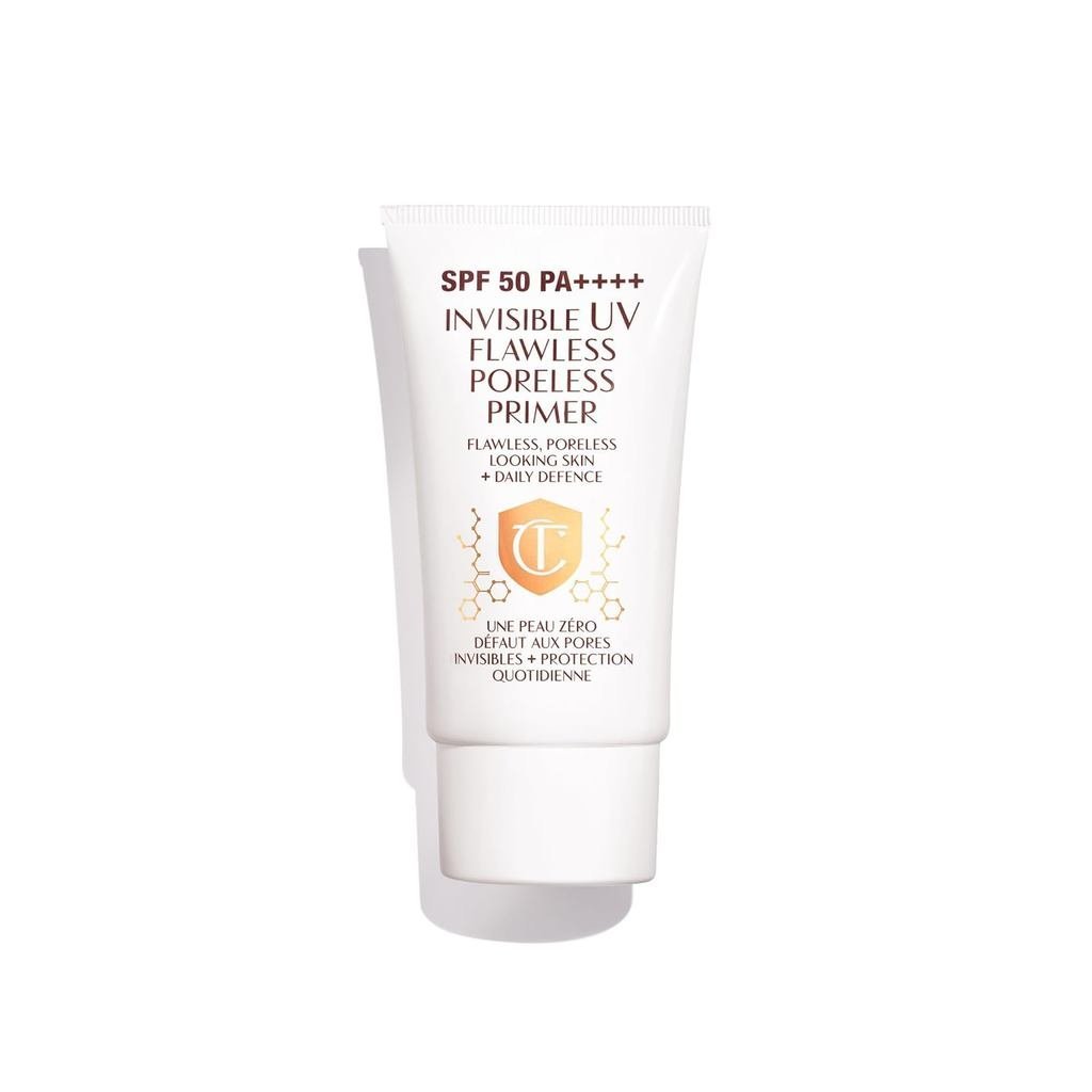 Charlotte Tilbury Invisible UV Flawless Makeup Primer - Broad Spectrum SPF 50 Sunscreen & Poreless Face Primer - อุดมด้วยกรดไฮยาลูโรนิกเพื่อไฮเดรต ปกป้อง & Prime Skin QESH