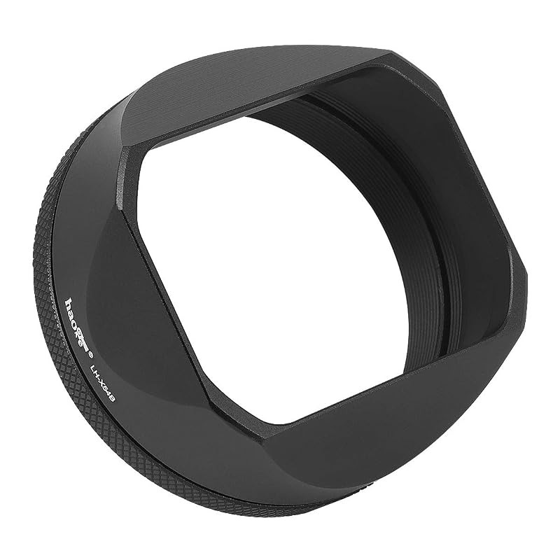 Haoge LH-X54 Square Metal Lens Hood with 49mm Adapter Ring for Fujifilm X100VI X100V Camera - Black 