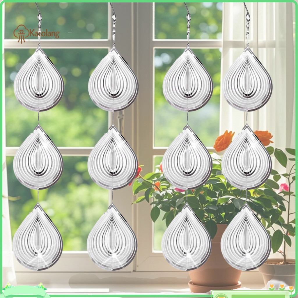 Bird Deterrent Wind Spinner โลหะ Wind Spinner 3d Waterdrop Wind Spinner Bird Scare ตกแต่งสวนกลางแจ้ง