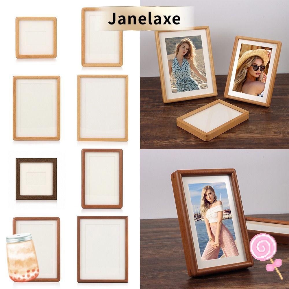 JANELAXE กรอบรูปสีดํา, ทําด้วยมือ Simple Mortise Tenon กรอบรูป, แฟชั่น 6/7/8 นิ้วจําลองกรอบรูปแสดงไม้