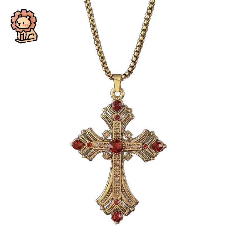 โลหะผสม Cross จี้ยาวเสื้อกันหนาวสร้อยคอผู้หญิง,ปรับ 59.5*5 ซม.Y2K Punk Gothic Statement Chain, Grung