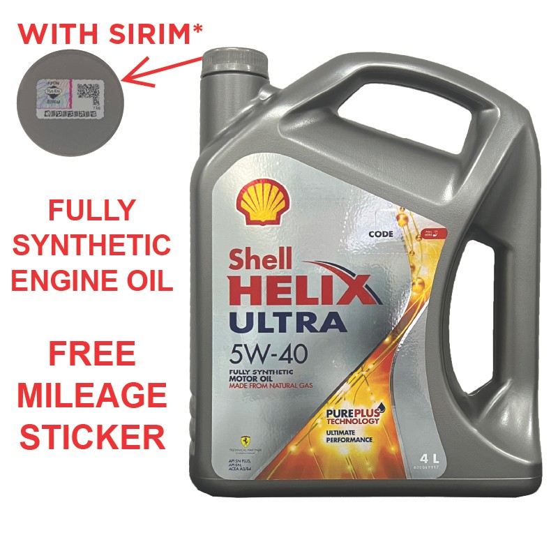 SHELL FULLY HELIX ULTRA 5W40 SYNTHETIC ENGINE OIL 4L PROTON HYUNDAI KIA MAZDA HONDA NISSAN 5W-40 5W 