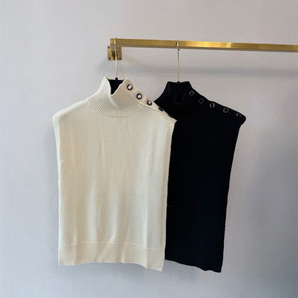K K7DK CC ** 26 ฤดูร้อนครึ่งคอสูงถักเสื้อกั๊กแขนกุดผู้หญิง Slim-fit Classy Top อินเทรนด์
