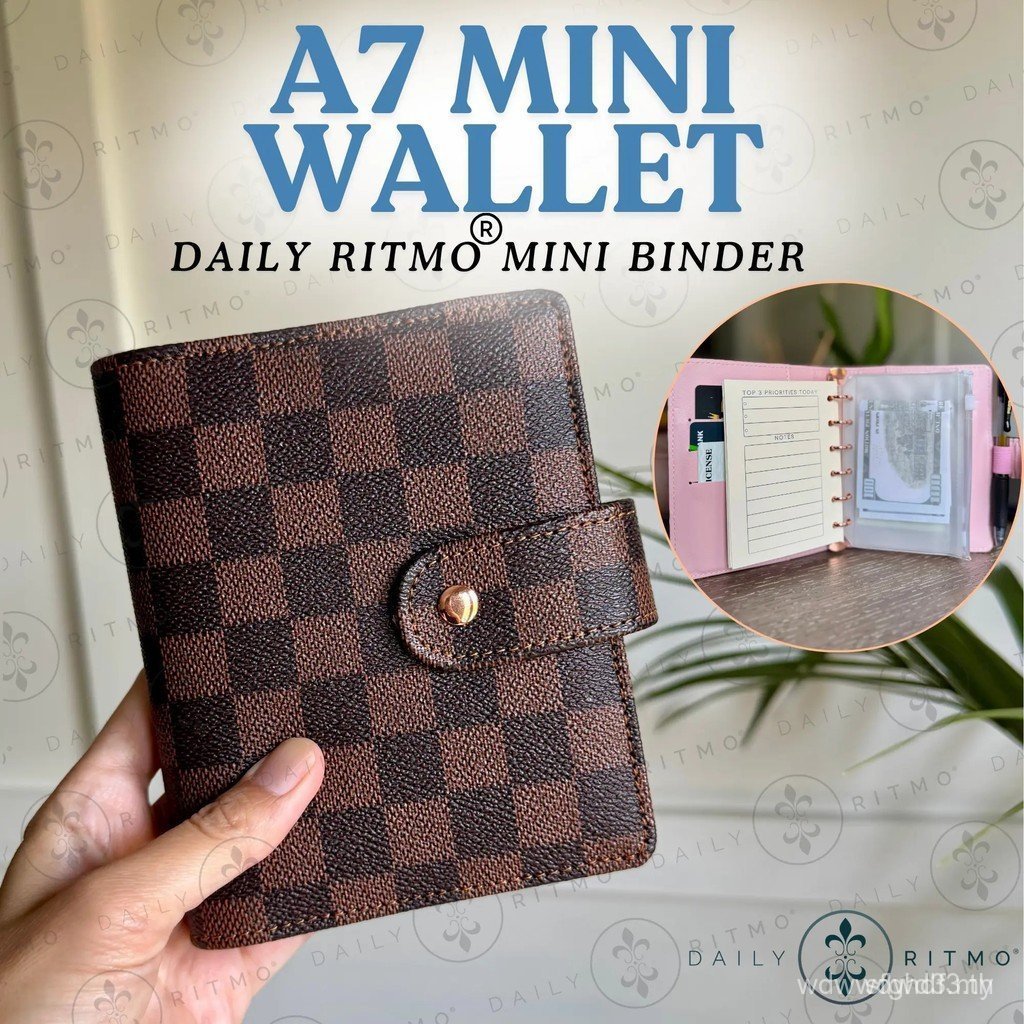 DAILYRITMO Mini Plaid Wallet A7-Pocket Built-in Planner with Money Bag Zipper Coin Bag Envelope W2YT