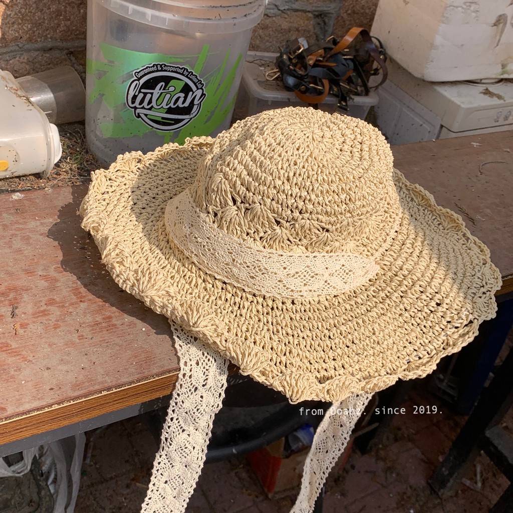 Go to the Beach Indispensable Straw Hat ~ Summer Vacation Sunshade Sunscreen Beach Hat Hollow Big Br