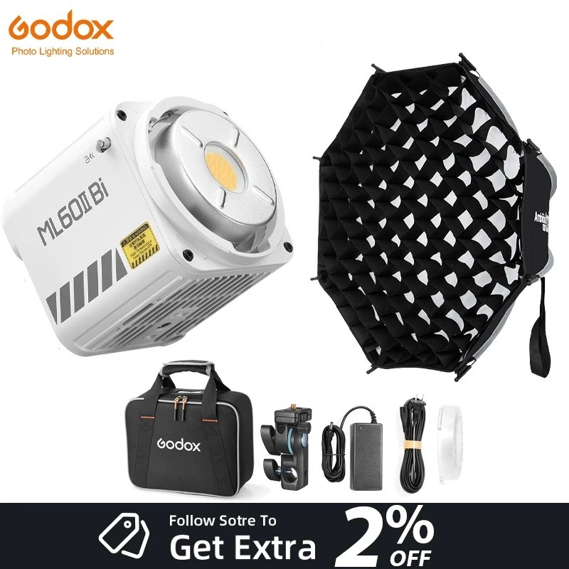 QSXQ Godox ML60II BI ไฟ LED & Q3 40/60 ซม. Softbox Bi-สี 2800K 6500K LED Video Light SA-GD แหวนความเ