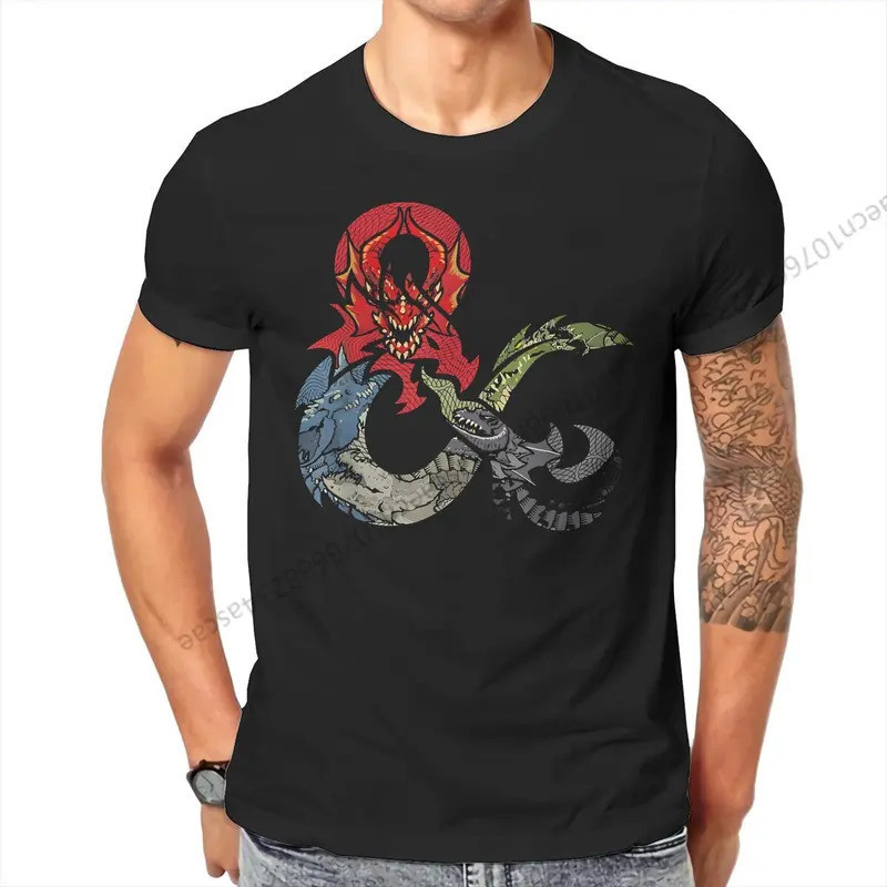 พร้อมส่ง ✅ เสื้อยืดผู้ชาย Dragon DND คอโอ ผ้าฝ้าย