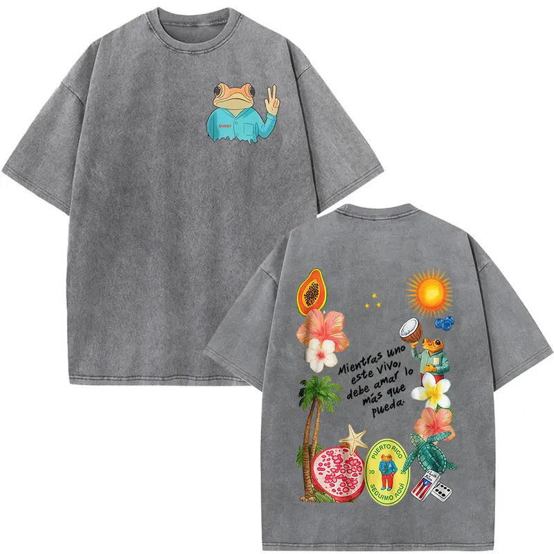 พร้อมส่ง ✅ [มีสินค้า] เสื้อยืดคอตตอนวินเทจแร็ปเปอร์ Bad Bunny ลาย Debi Tirar Mas Fotos DTMF World To