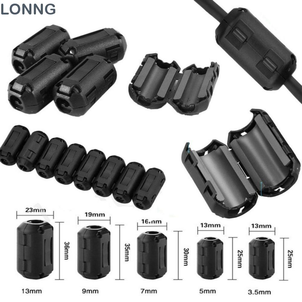 LONNG แหวน Core Ferrite ลูกปัด Clamp, สีดําป้องกันการรบกวน Choke Coil EMI RFI Noise, Snap ประเภทสายเ