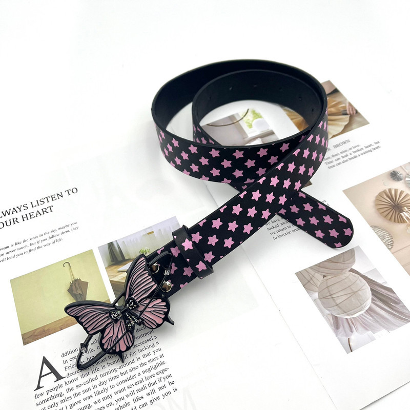 Gypsophila Belt Belt Butterfly Buckle Belt Female y2k Jeans Skirt Accessories