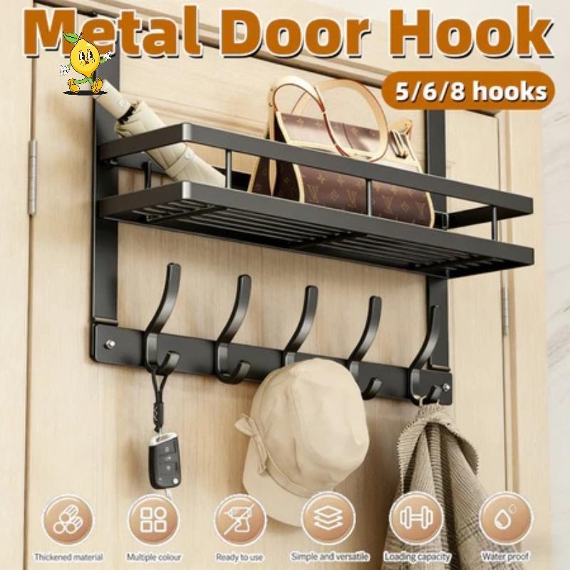 [mozh-t] Over The Door Storage Organizer 4-8 Hooks No-Drill Sleek Hanging Ra for Entryway Coat Bathr