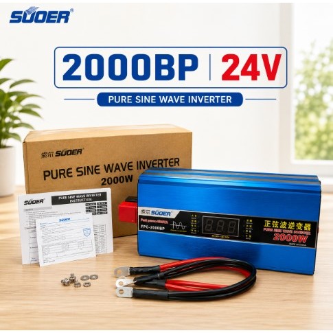 SUOER 2000BP 24V to 220V Standard Sine Inverter รุ่น FPC-2000BP Suoer - ความจุเต็ม 24v-2000BP