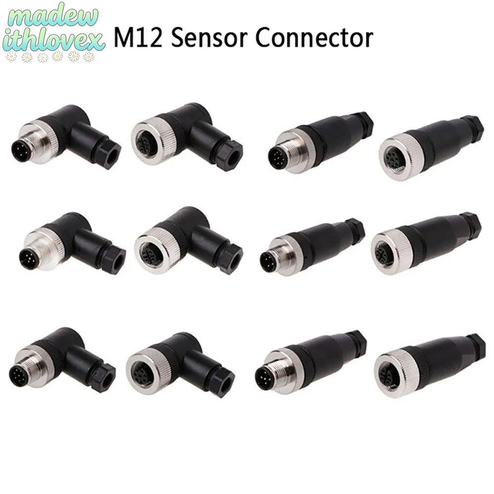 MADEWITHLOVEX M12 ปลั๊กการบิน,ชายหญิง Socket Connector M12 Sensor Connector, ปลั๊กเซนเซอร์ Adapte M1