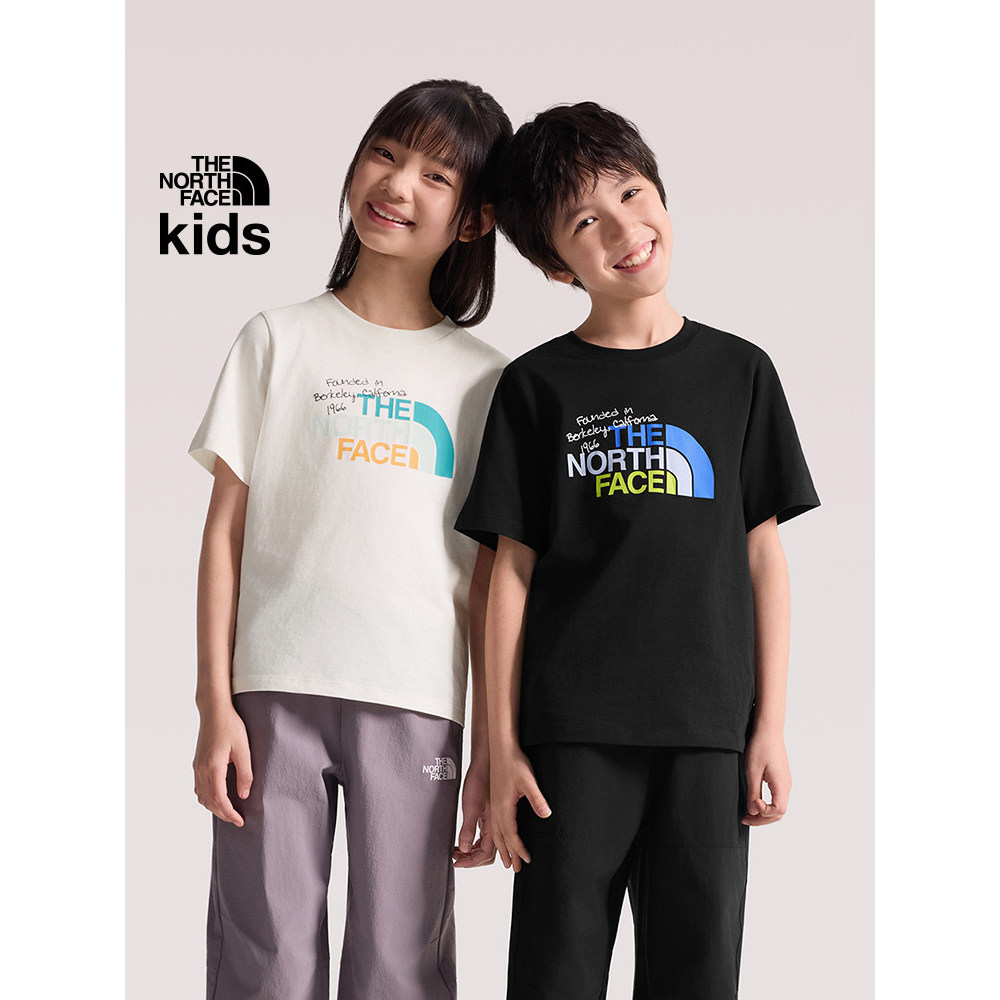 North Face เด็กแขนสั้นเสื้อยืดชายหญิงผ้าฝ้ายแท้กีฬากลางแจ้ง Breathable สไตล์ใหม่ TheNorthFace