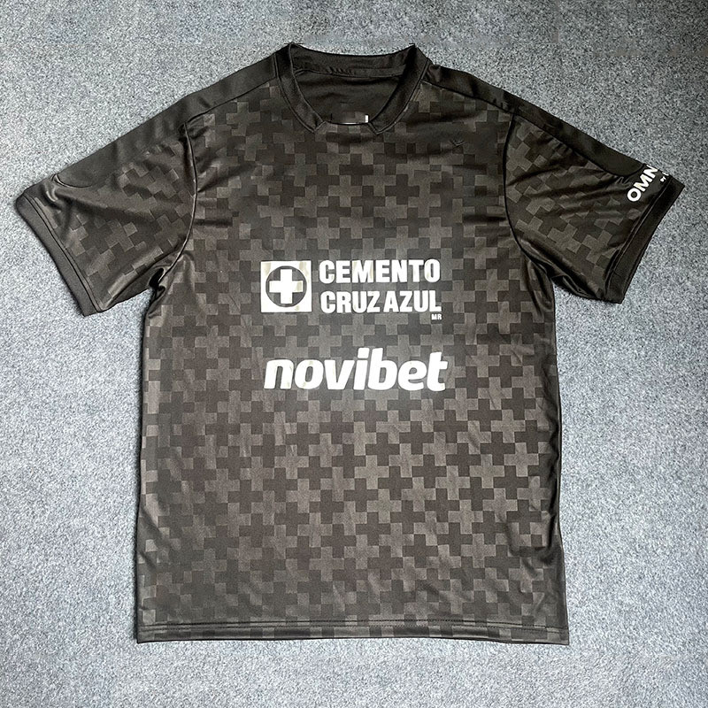 Jersey 25-26 Jersey แขนสั้น Guest Cross Jersey เกมฤดูกาลฟุตบอลสองสีดําสีฟ้าฟุตบอล s-4xl J2IA