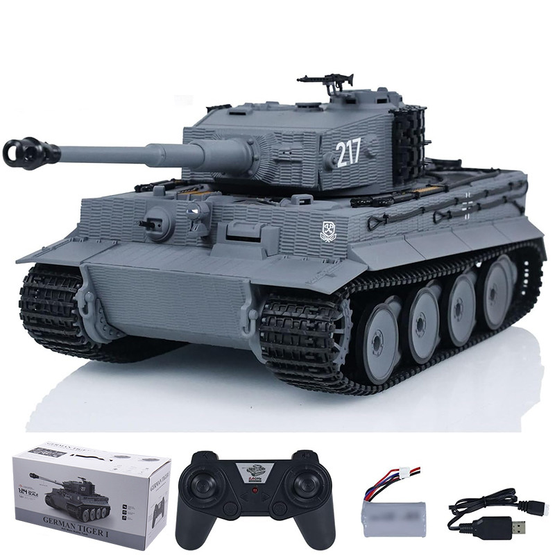 1/24 Rc Tiger Tanks รีโมทคอนโทรลของเล่นชุด 2.4g ระยะไกลเยอรมัน Tiger ไฟฟ้ายิงยานพาหนะของเล่นเพื่อการ