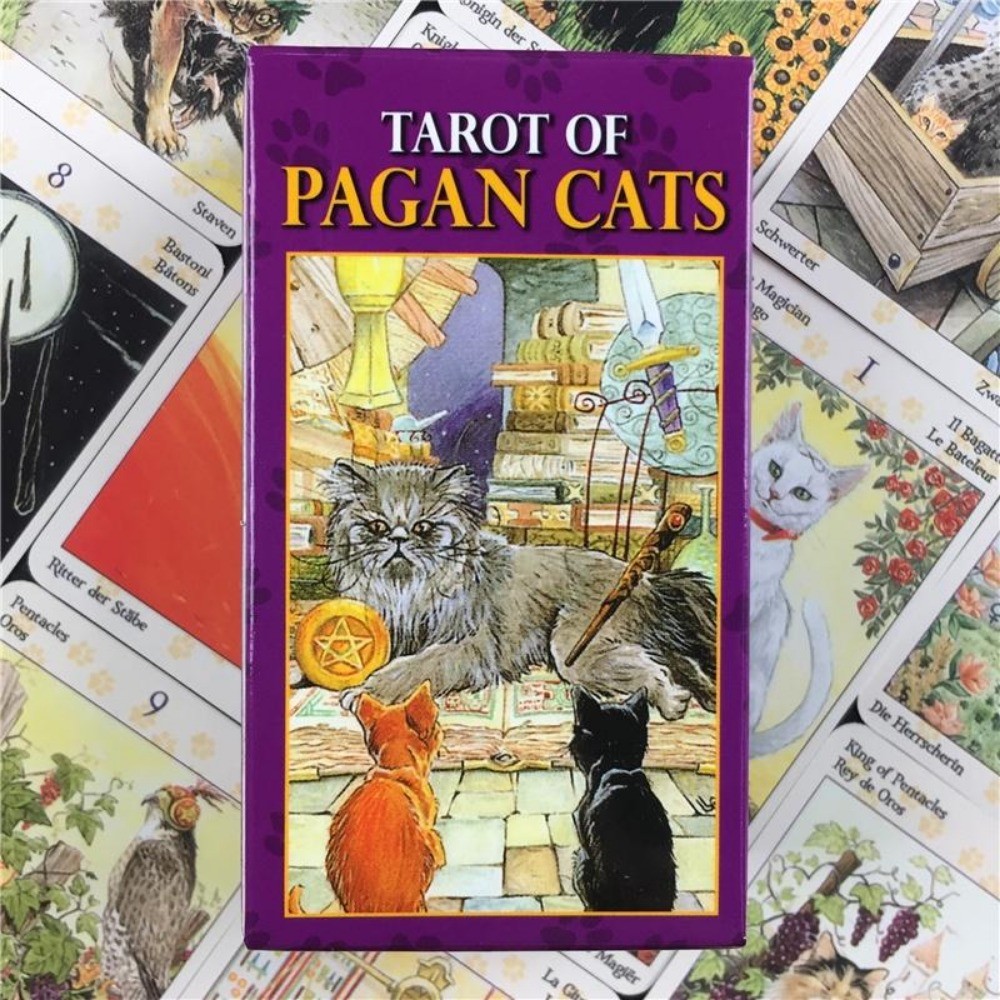 ไพ่ทาโรต์ Mini Size Tarot of Pagan Cats All English Tarot Board Game Cards Family Gathering