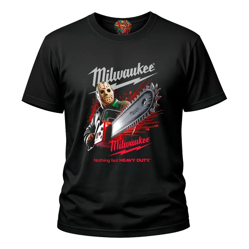 Vintage Chainsaw Hockey Mask Killer Graphic Tee เสื้อยืดผ้าฝ้าย Unisex