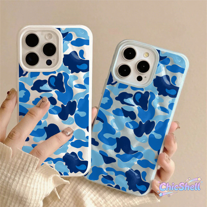 เคสไอโฟน ลายพรางสีน้ำเงิน เปลือกอุกกาบาต cho iPhone 11 12 13 14 15 16 17 ProMax X XR XS Max 7 8Plus-CL