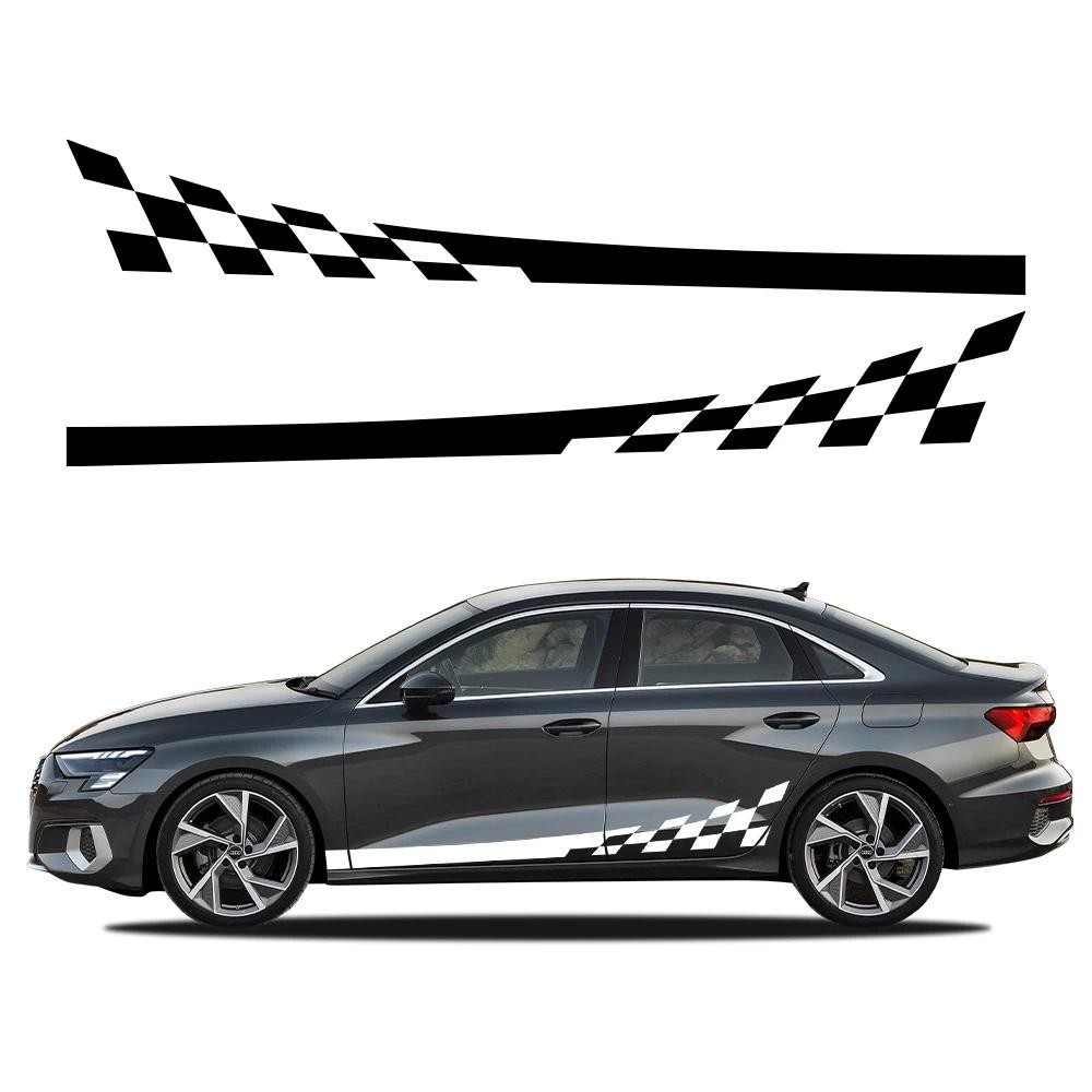 2pcs รถประตูด้านข้างกระโปรงสติกเกอร์ไวนิล Decals Auto อุปกรณ์ภายนอกสําหรับ Audi A3 8P 8V 8L 8Y S3 RS