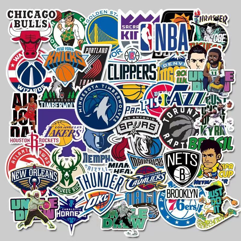 2026 สไตล์ใหม่ NBA โลโก้ทีมบาสเกตบอลทีมโลโก้ nba สติกเกอร์ Self-Adhesive Notebook คู่มือกันน้ําที่ไม
