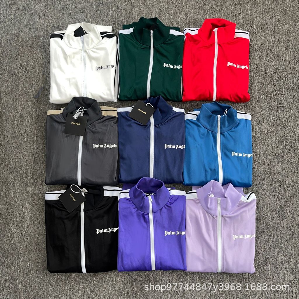LOWO Palm Palm Angels Angels Side Stripe เสื้อกีฬาผู้ชายผู้หญิงกีฬา Casual Campus Style Retro Jacket