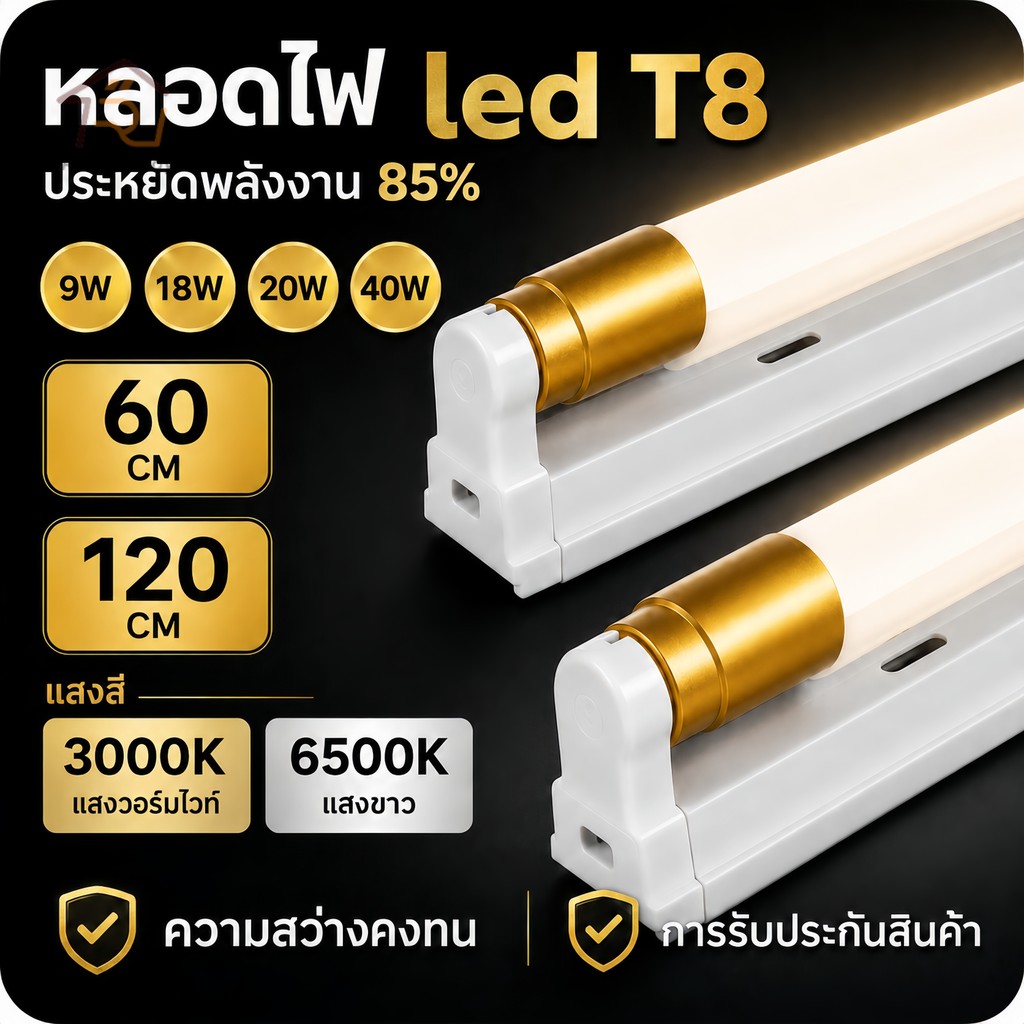 🔥หลอด ไฟ LED T8 รุ่นสว่างพิเศษ 60/120CM แสงสีขาว/แสงสีขาวนวล 9W 18W 20W 40W