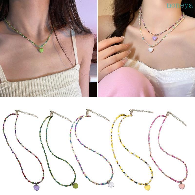 Mya Bohemian Beaded Necklace Summer Rice Bead Love- Necklace Hawaii Beach Necklace