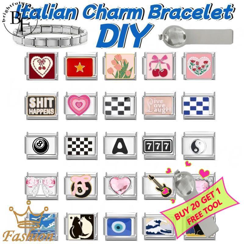 สร้อยข้อมือ.charm.กีตาร์ อิตาเลียน สแตนเลส ขนาด 9 มม. เสริมบุคลิกภาพ retro