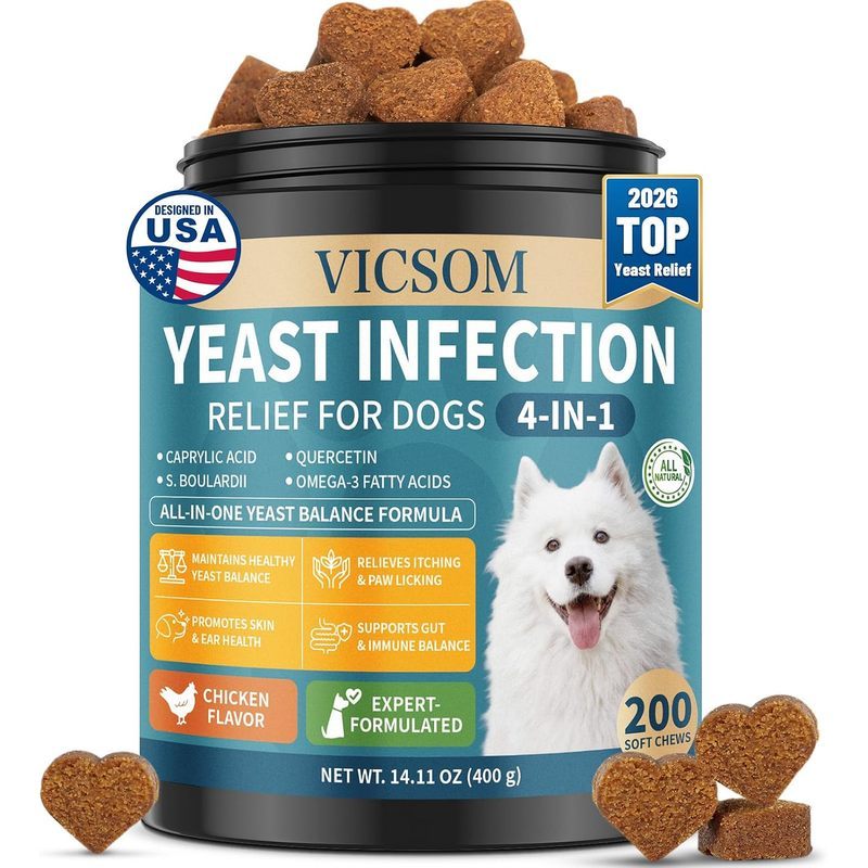 VICSOM Yeast Infection Treatment For Dogs, Itch Relief, 200 เคี้ยวนุ่ม