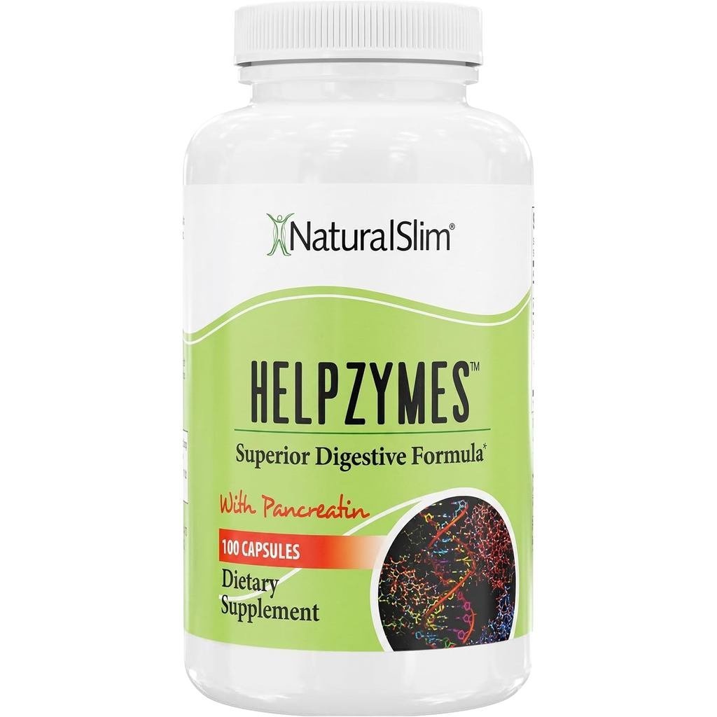 NaturalSlim Helps Enzymes Digestive Enzymes, Pancreatin & Betaine HCL, 100 แคปซูล