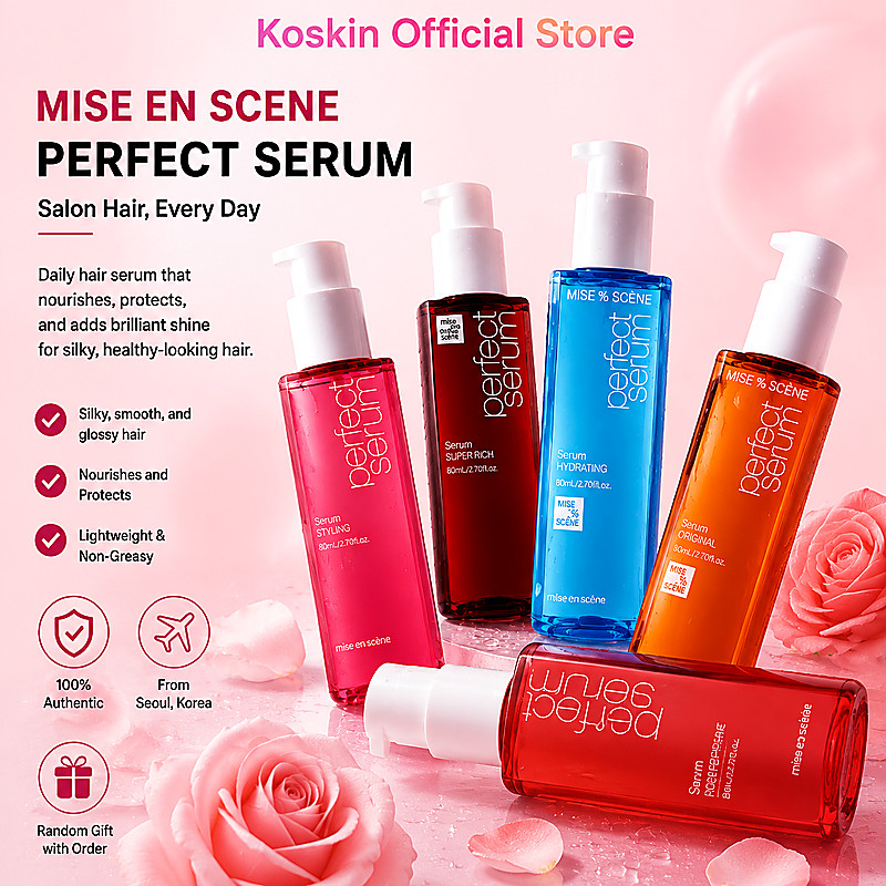 Mise En Scene Rose Hair Oil Serum with Hyaluronic Acid Anti-Frizz Heat Protection เกาหลี ส่งจากโซล เ