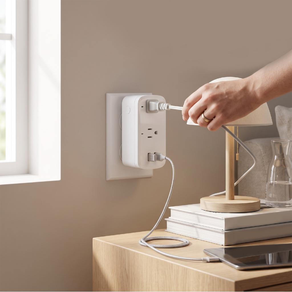 ปลั๊กอัจฉริยะ WiFi ควบคุมเสียงบลูทูธ 2 AC Outlets พอร์ต USB Surge Protector Outlet Extender สําหรับห