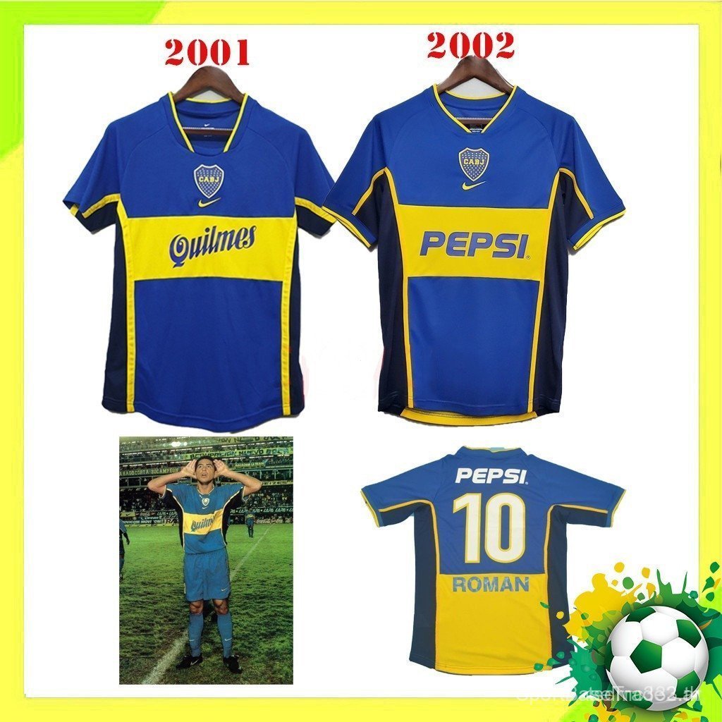 Retro SSS + Boca Juniors Hogar Futbol Camisa CABJ 2001 2002 RIQUELME Romana TXUK