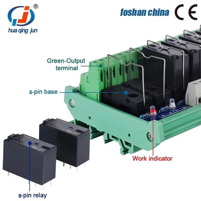 Foshan Chingjun โมดูลรีเลย์ 12 ช่อง Songxia JW2SN-DC24V QJ-12RG-S2Z-24V DPDT DC24V รีเลย์สําหรับ PLC