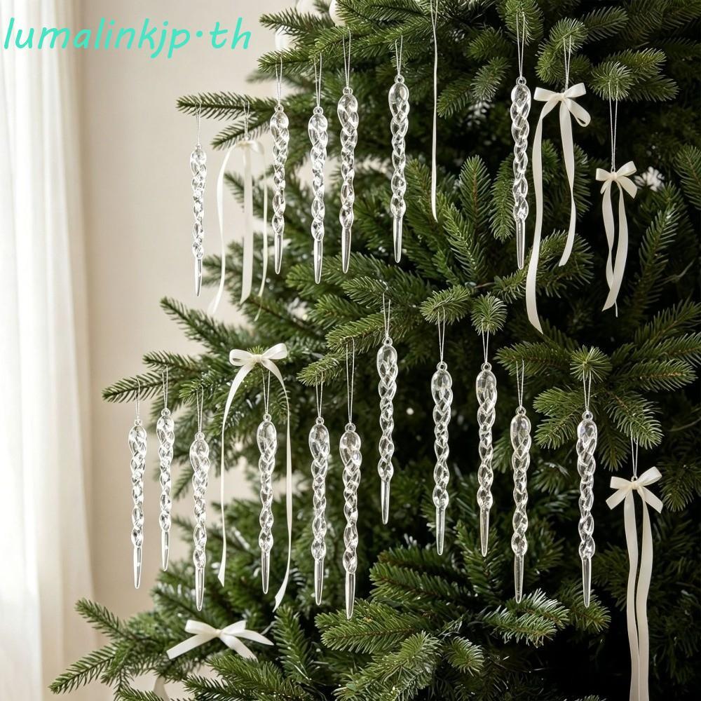LUMALINKJP 12 ชิ้นต้นคริสต์มาส Icicle เครื่องประดับ,อะคริลิค Shatterproof Xmas Icicle จี้,โปร่งใสจํา