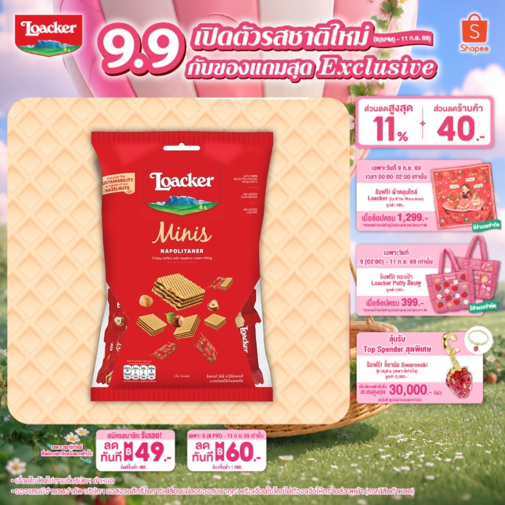 ล็อคเกอร์ มินิส์ นาโปลิเทนเนอร์ 70 กรัม / Loacker Minis Napolitaner 70 g