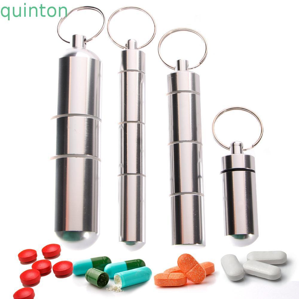 QUINTON กล่องยาอลูมิเนียมกลางแจ้ง Pill Bottle Pill Case กันน้ํา 1 PC Pill Case