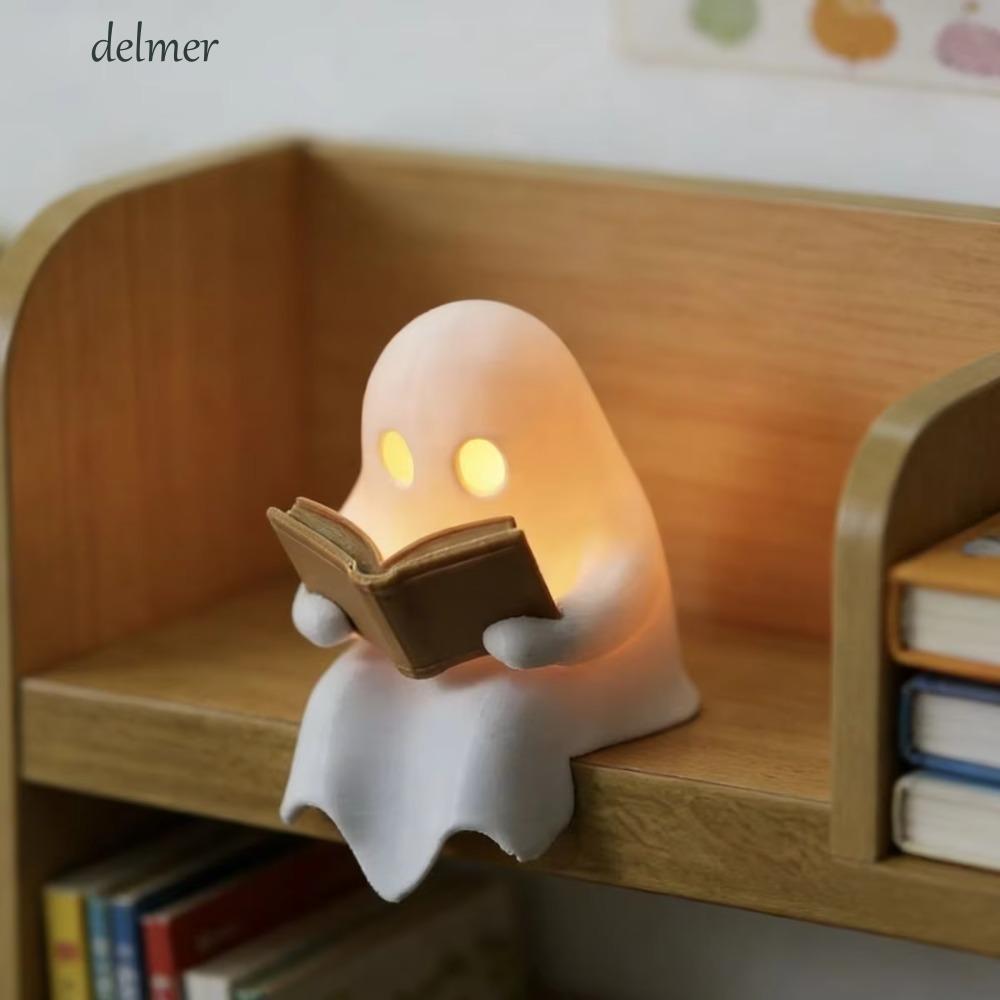 DELMER Ghost Reading Night Light,พลาสติกEfficient Halloween Ghost Reading Lamp,น่ารักพลังงานต่ํา-con
