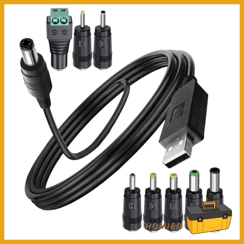 HOMIE0 สายไฟ USB ถึง DC9V 12V พร้อม DC6 5X4 4 มม.DC6 3X3 0 มม.ปลายปลั๊กและเล่น