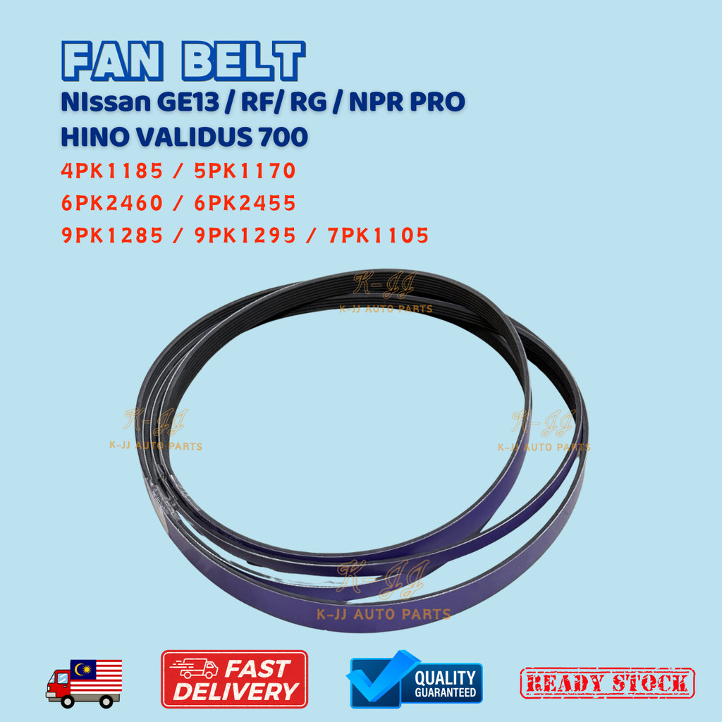 Tali Kipas Fan Belt Lorry Hino 700 6PK2455 6PK2460 Nissan RF/RG 9PK1295 9PK1285 GE13 5PK1170 4PK1185