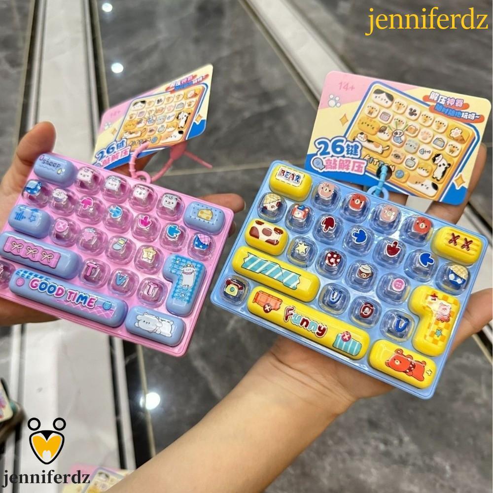 JENNIFERDZ 26 Key Keyboard พวงกุญแจ, Press-Type Clear Key Sounds Mechanical Fidget Keyboard, น่ารักพ