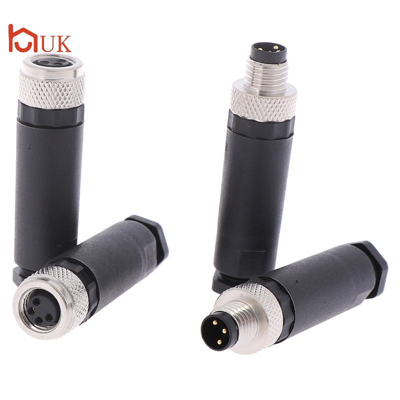 UK 1 PC M8 Sensor Connector 3/4 Pin ปลั๊กมุมตรงชาย/หญิง TH