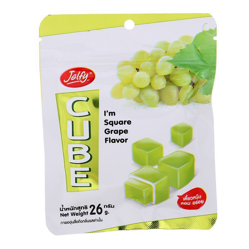 เจลฟี่เยลลี่คิวป์เกรป 26กรัม Jelfy Cube Grape Jelly 26g.