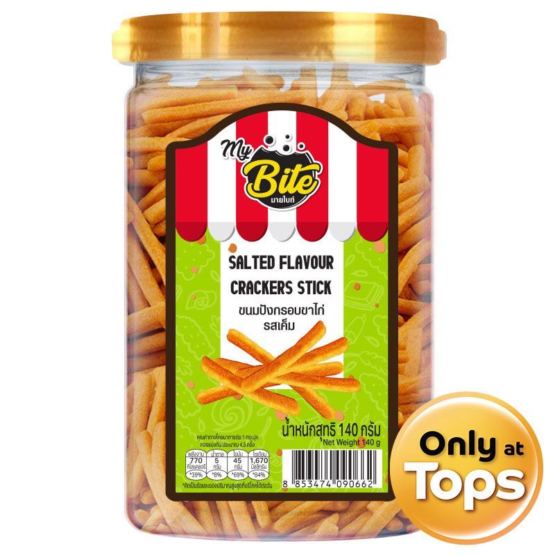 มายไบท์ขนมปังกรอบขาไก่รสเค็ม 140กรัม My Bite Salted Flavour Crackers Stick 140g.
