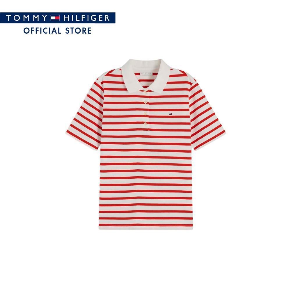 Tommy Hilfiger เสื้อโปโล ผู้หญิง รุ่น WW0WW43224 0E4 - สีแดง ทรง Regular Fit