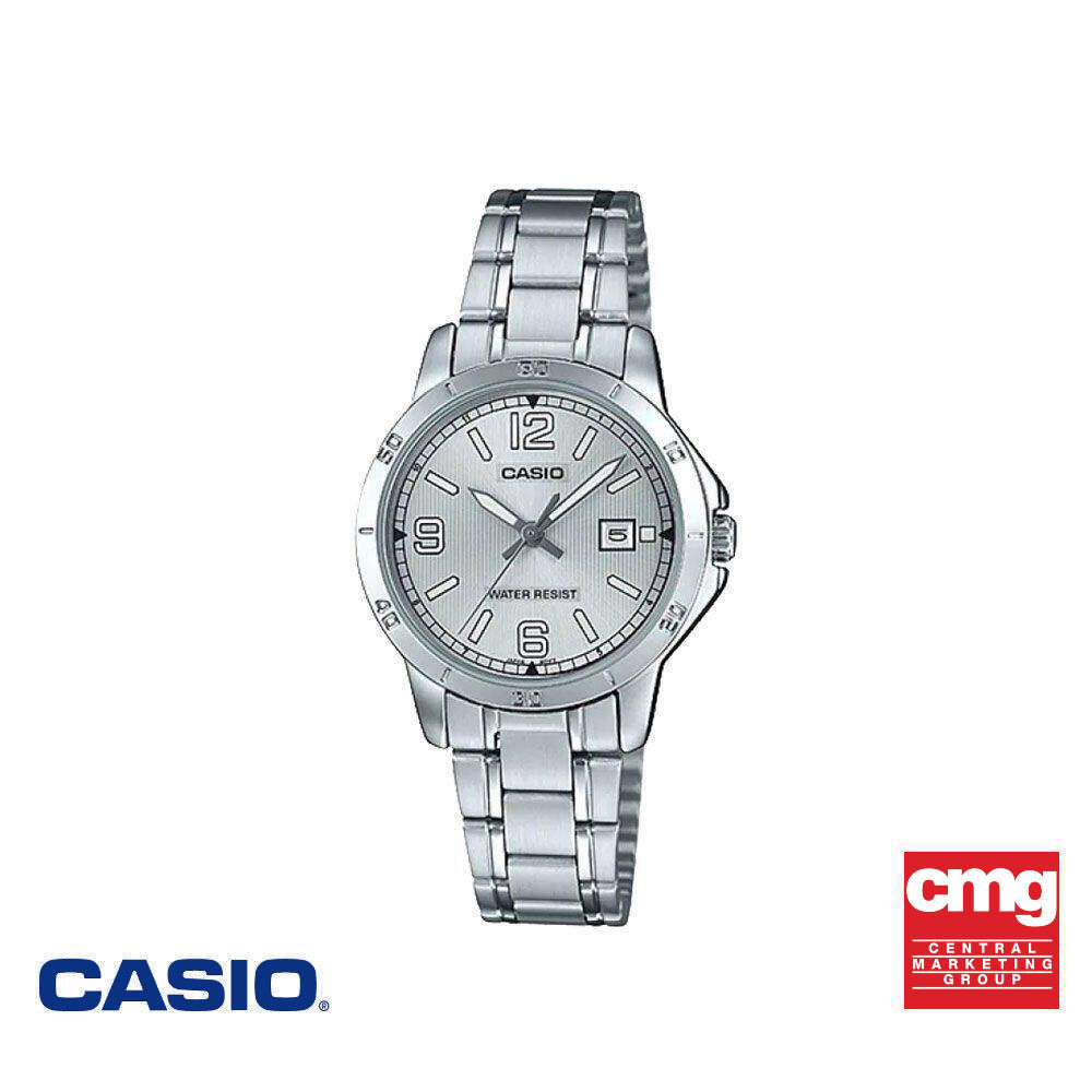 CASIO นาฬิกาข้อมือ CASIO รุ่น LTP-V004D-7B2UDF วัสดุสเตนเลสสตีล สีขาว