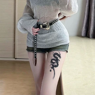 สติกเกอร์รอยสักปลอมชั่วคราวแบบลายมังกรดําเงา ติดทนนาน15วัน กันน้ํา